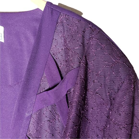 Kari's Korner Open Front Jacket Lace Sheer Sleeves Evening Purple Size 34 - Picture 4 of 5